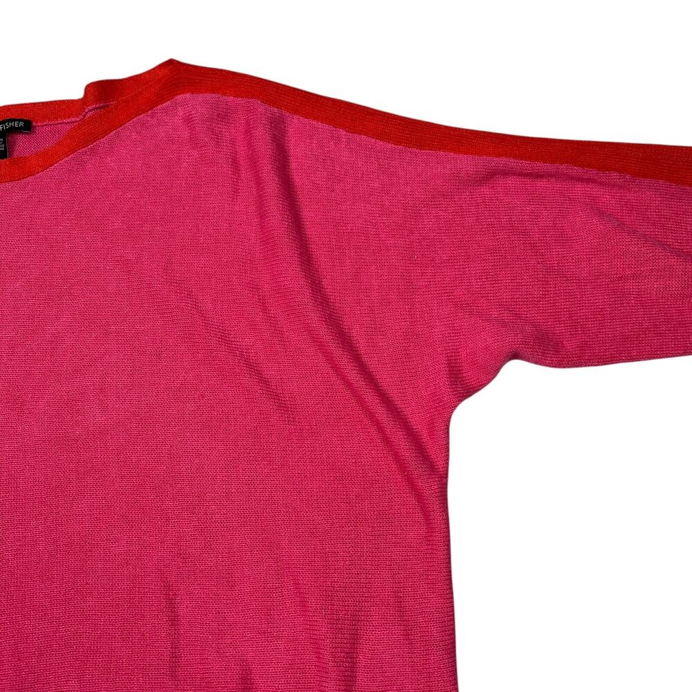 Eileen Fisher Boatneck Dolman Sleeve Boxy Sweater Knit Top Pink Womens XL - Picture 4 of 6